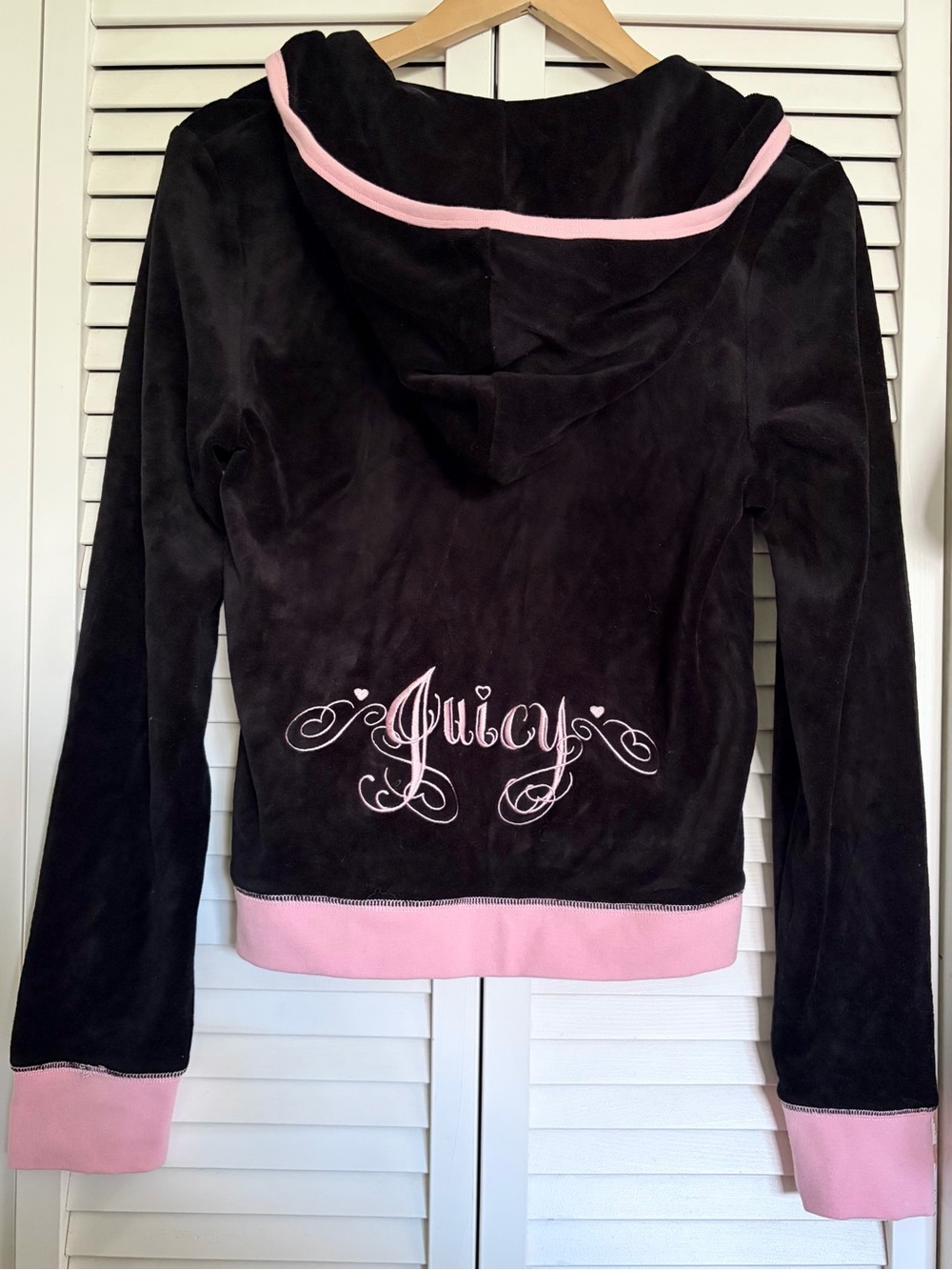 Juicy Couture Black Velour Zip up with Pink Trim